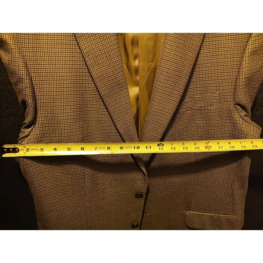Lauren Ralph Lauren Mens 44L Houndstooth Silk Wool Blazer Suit Jacket Sport Coat